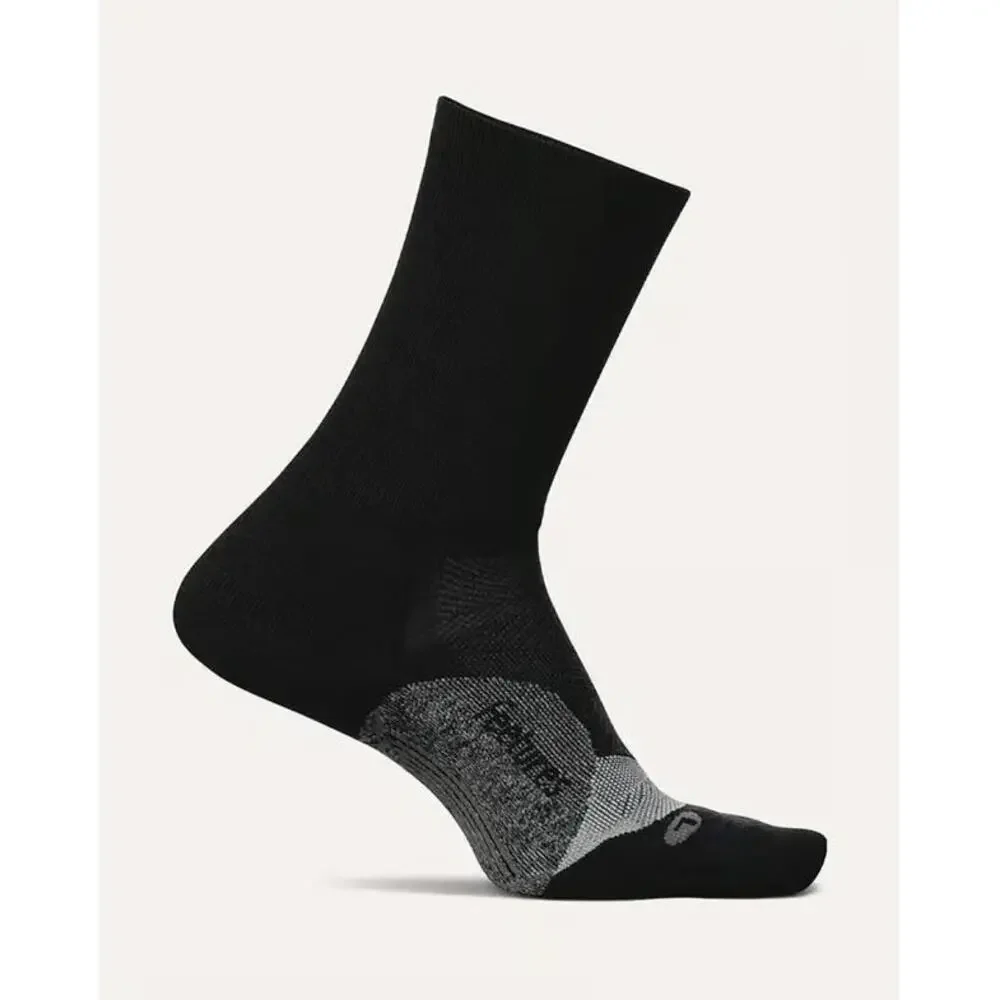 Feetures Elite Light Cushion Mini Crew Socks Men XL Black Stretch Sports BUU1121